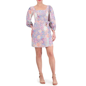 Vince Camuto Women's Size 8 Purple & Pink Floral Puff Sleeve Mini Dress NWT